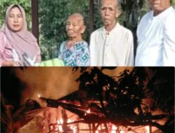 Rumah Pasangan Lansia Desa Beringin Jaya Hangus Terbakar
