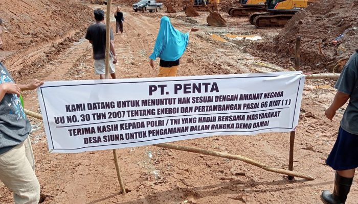 Puluhan Warga Demo Perusahaan Tambang Nikel PT PDK Tuntut Kompensasi, Polsek Pagimana Amankan Jalanya Aksi