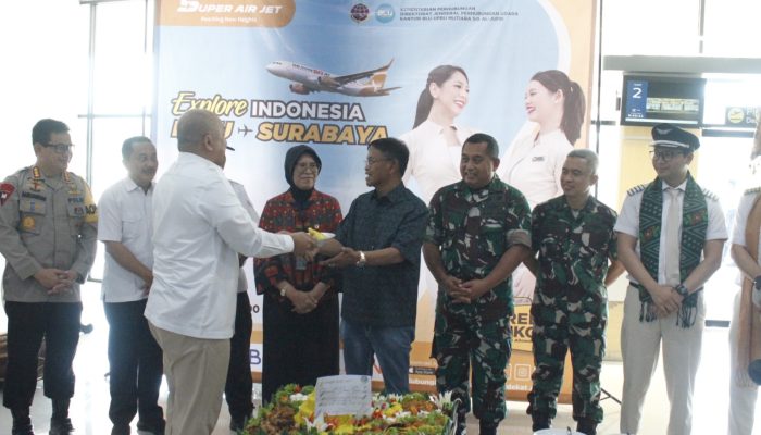 Kasrem 132 Tadulako Hadiri Seremonial Peresmian Penerbangan Perdana Super Air Jet Rute Surabaya Palu