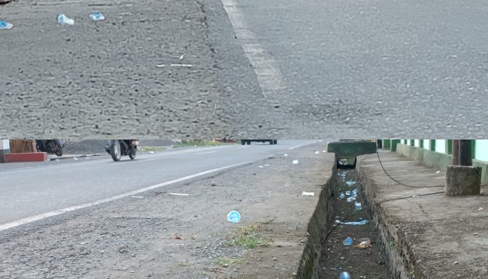 Lomba Gerak Jalan Hari Pertama di Bunta Sisahkan Sampah Bekas Gelas Air Mineral Kotori Jalanan