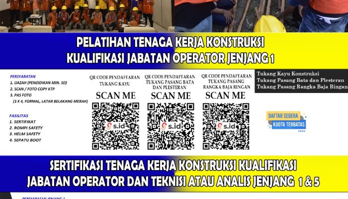 Dinas PUPR Banggai Buka Kesempatan Pelatihan Tukang Pendaftaran Gratis