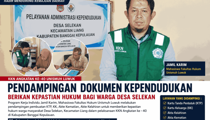 Proker Individu Jamil Karim Mahasiswa KKN Angkatan ke-40 Wujudkan Kepastian Hukum Warga Desa Selekan Liang Banggai Kepulauan